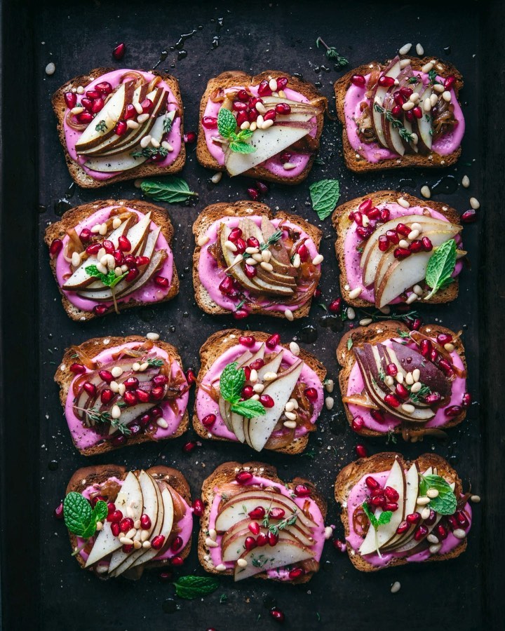 Festive Beet Ricotta Toast Appetizer