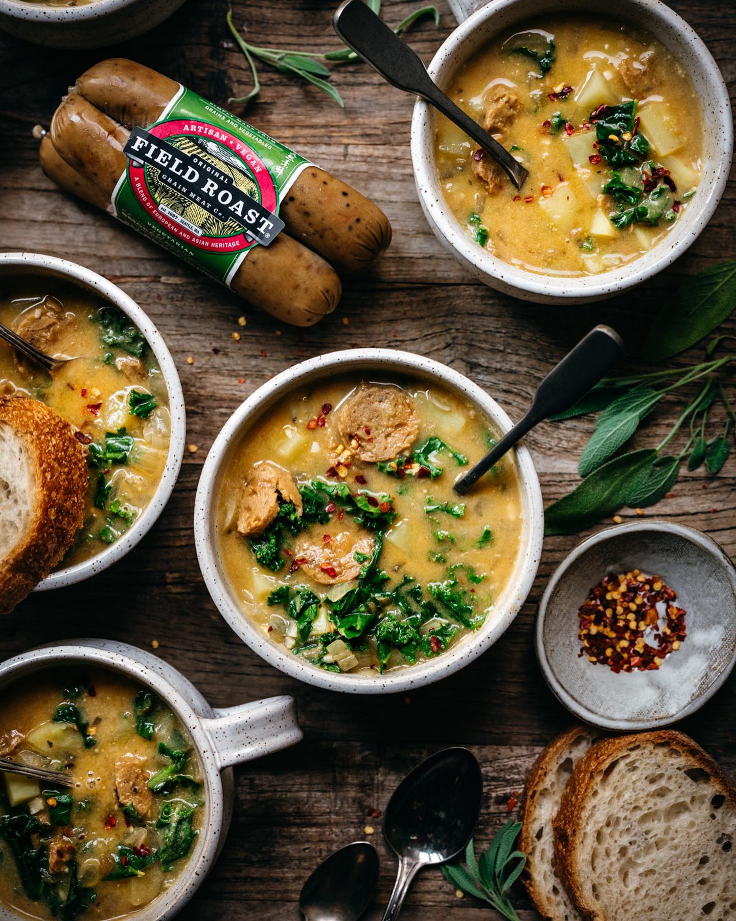 Smoked Apple Sage Sausage, Potato, and Kale Soup