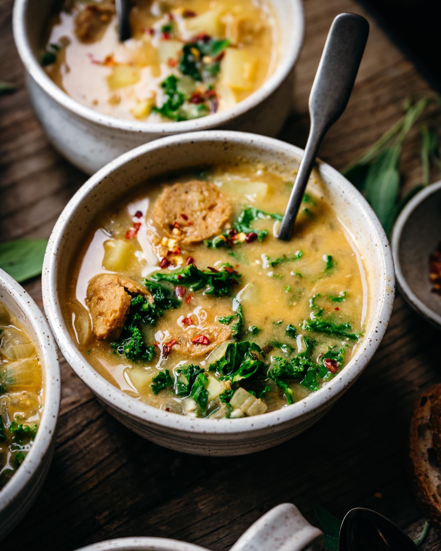 Smoked Apple Sage Sausage, Potato, and Kale Soup