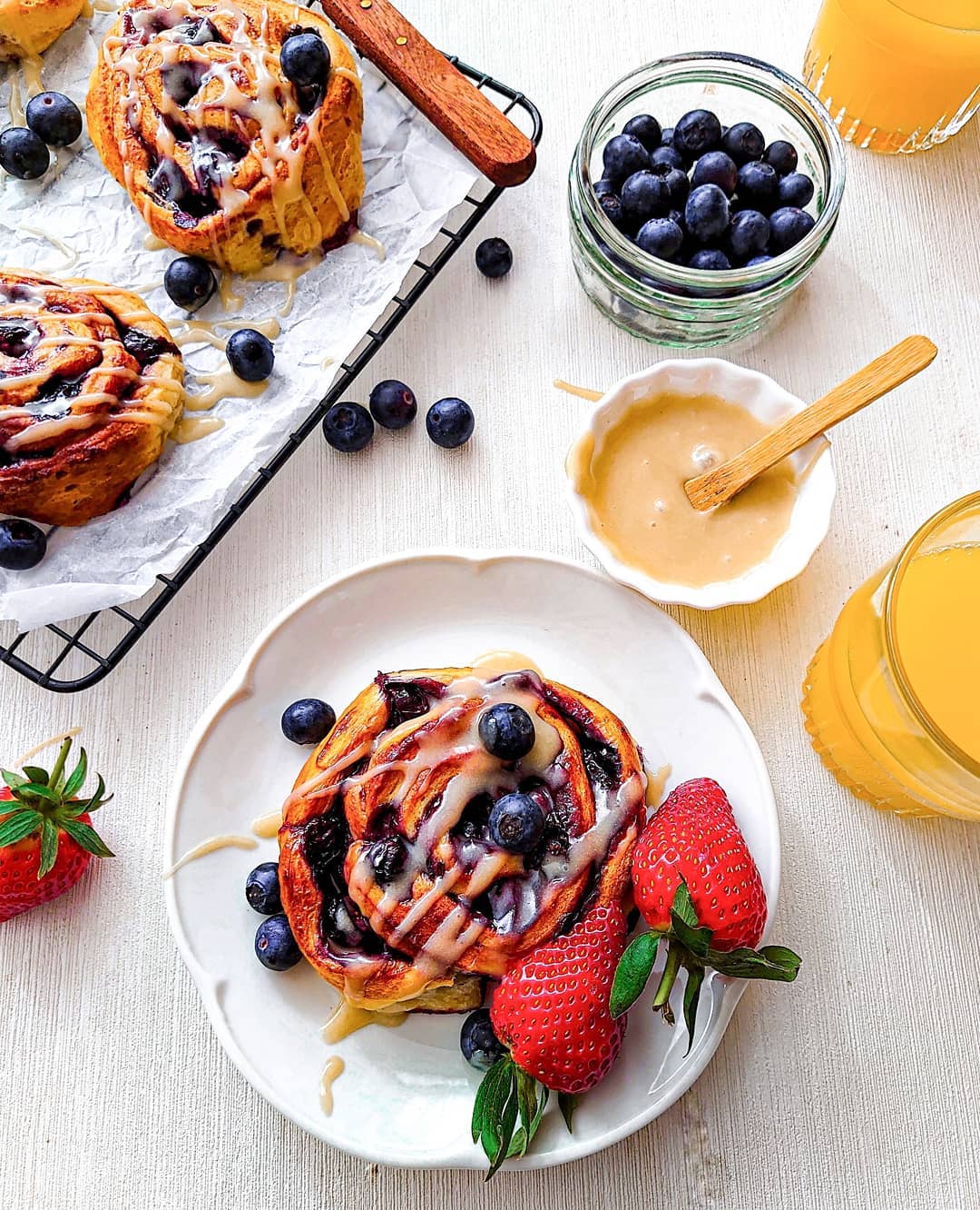Berry Croissant Rolls with Tahini Glaze