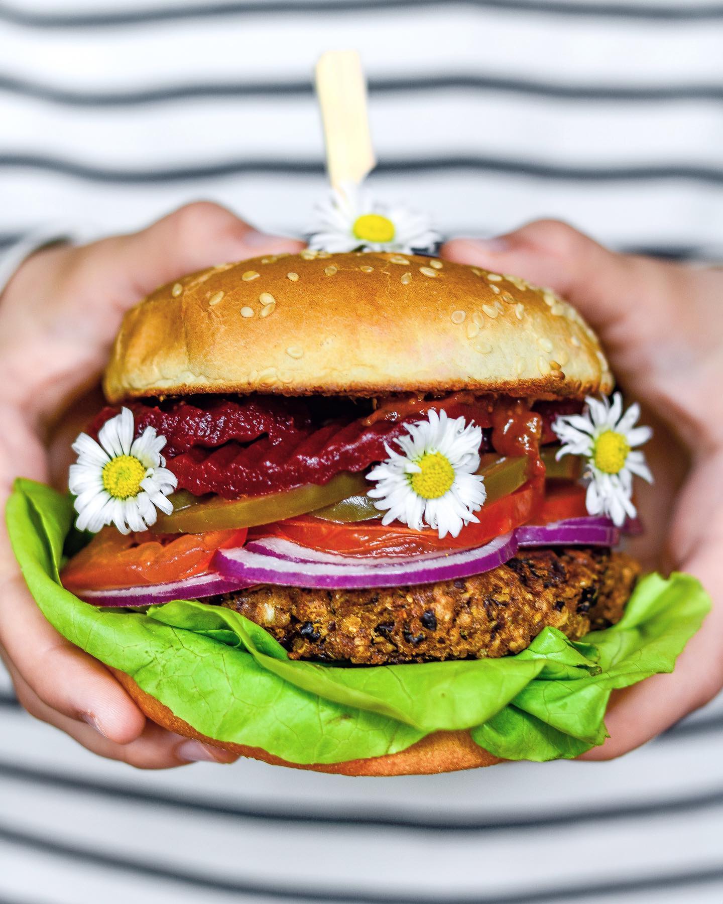 Delicious Bbq Black Beans Burger with Beetroot