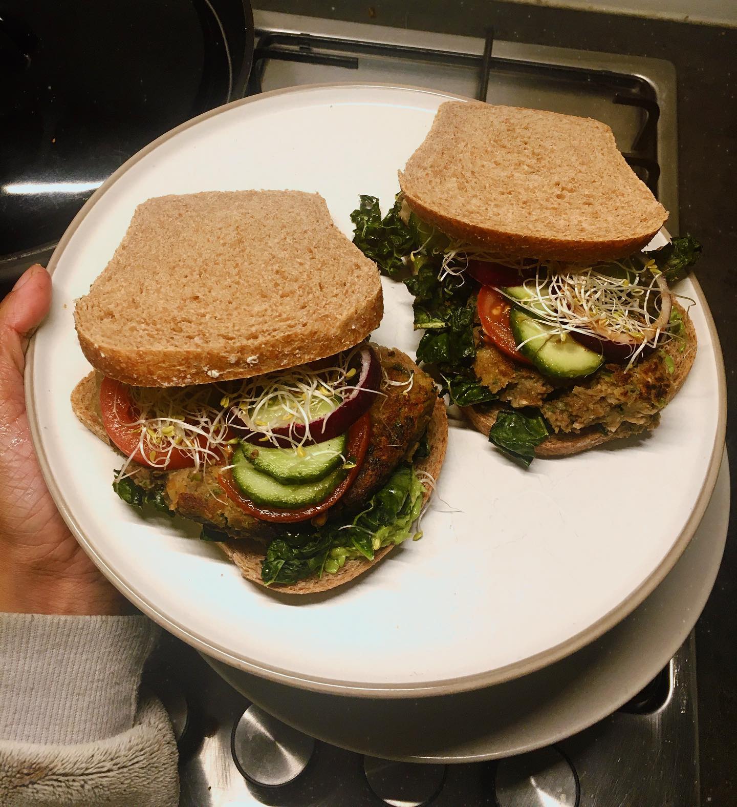 Alkaline Veggie Burger with Fresh Toppings