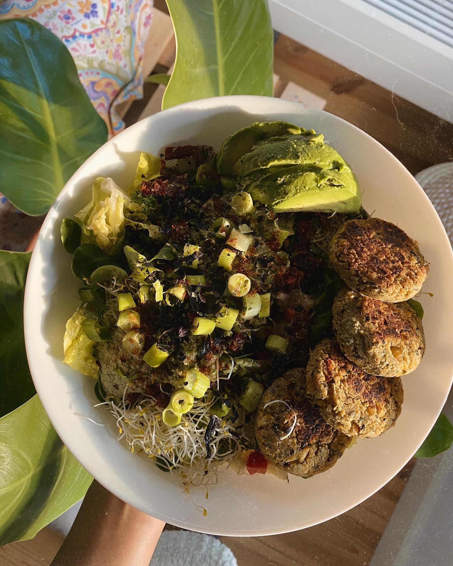 Falafel Salad with Creamy Cilantro Dressing