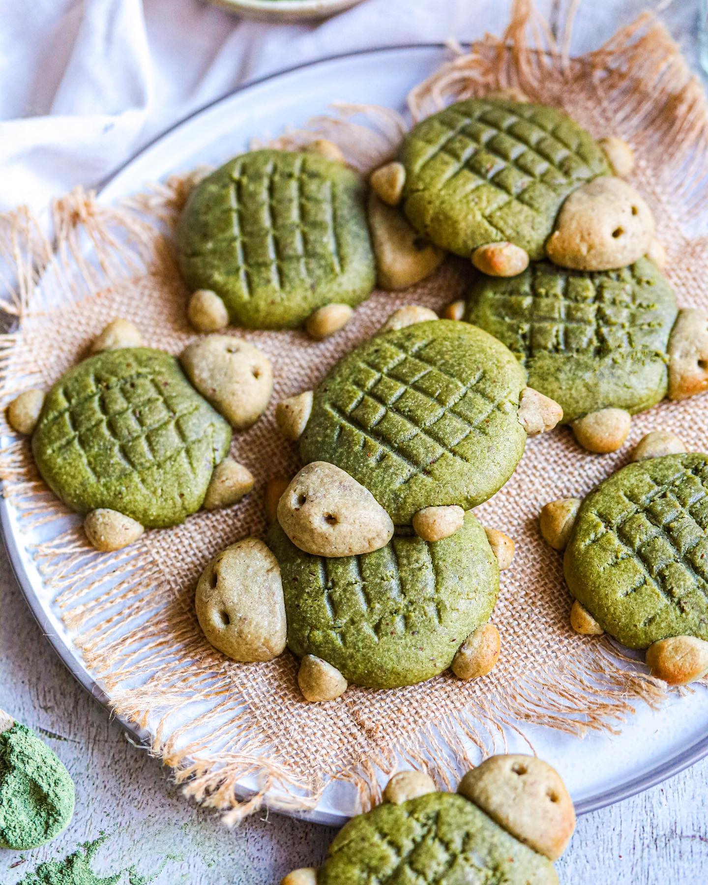 Vegan Matcha Turtle Cookies