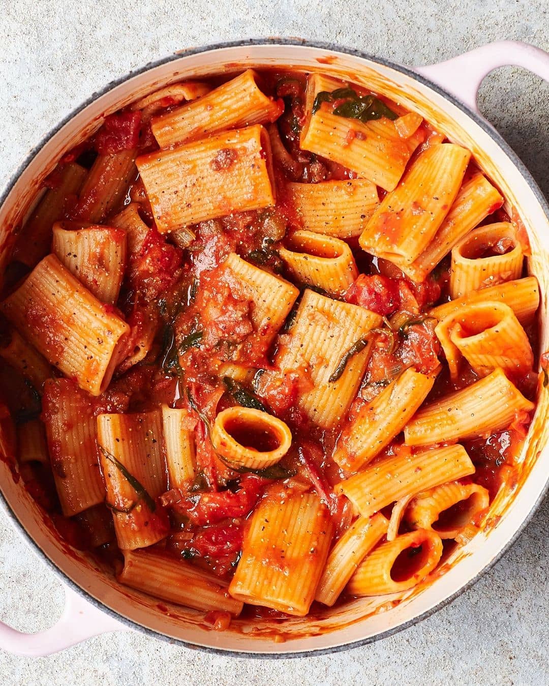 Balsamic Tomato Pasta with Olives and Chili