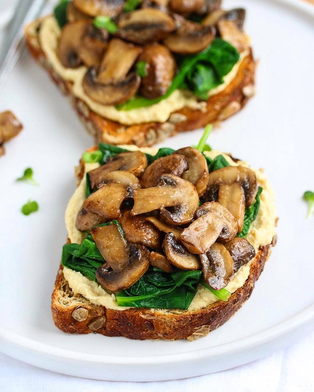 Vegan Hummus and Mushroom Toast