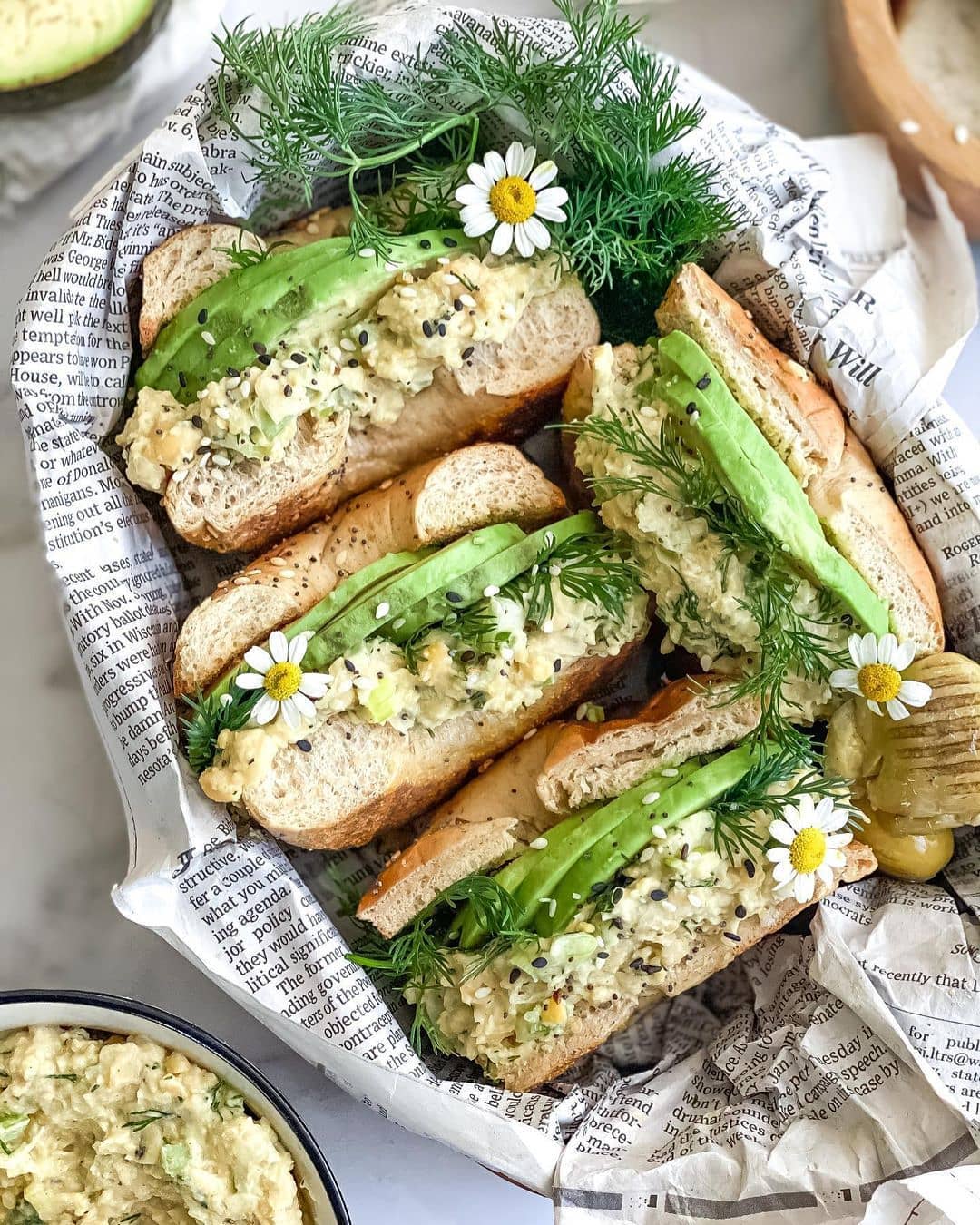 No Egg Salad Everything Bagel Sandwich