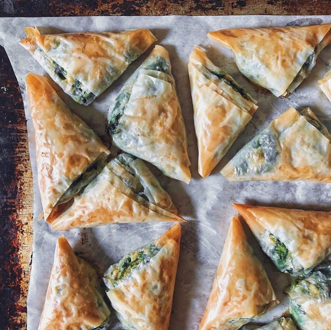 Spanakopita Triangles for a Bomb Dinner