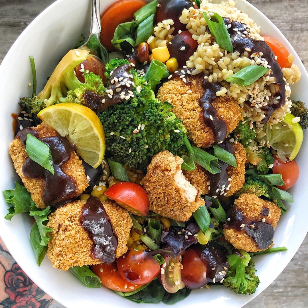 Baked Breaded Tofu Nuggets with Hoisin