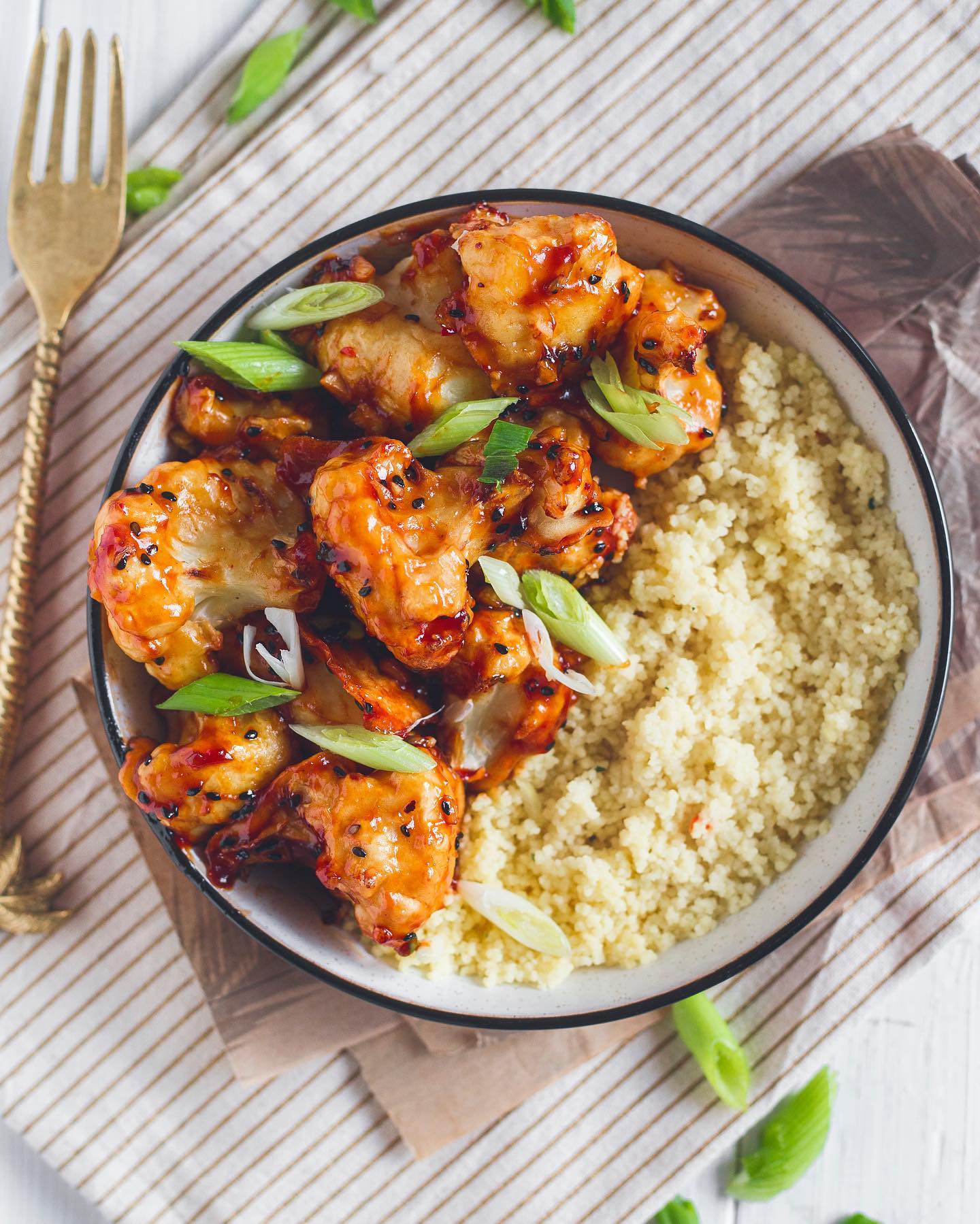 Sweet & Sour Cauliflower Wings Bowl with Couscous