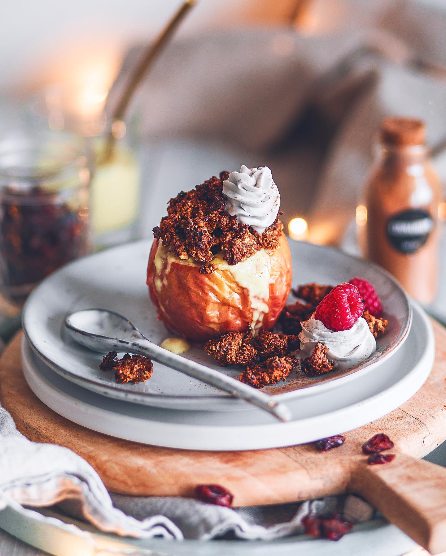Baked Apples with Vanilla Curd and Crumble