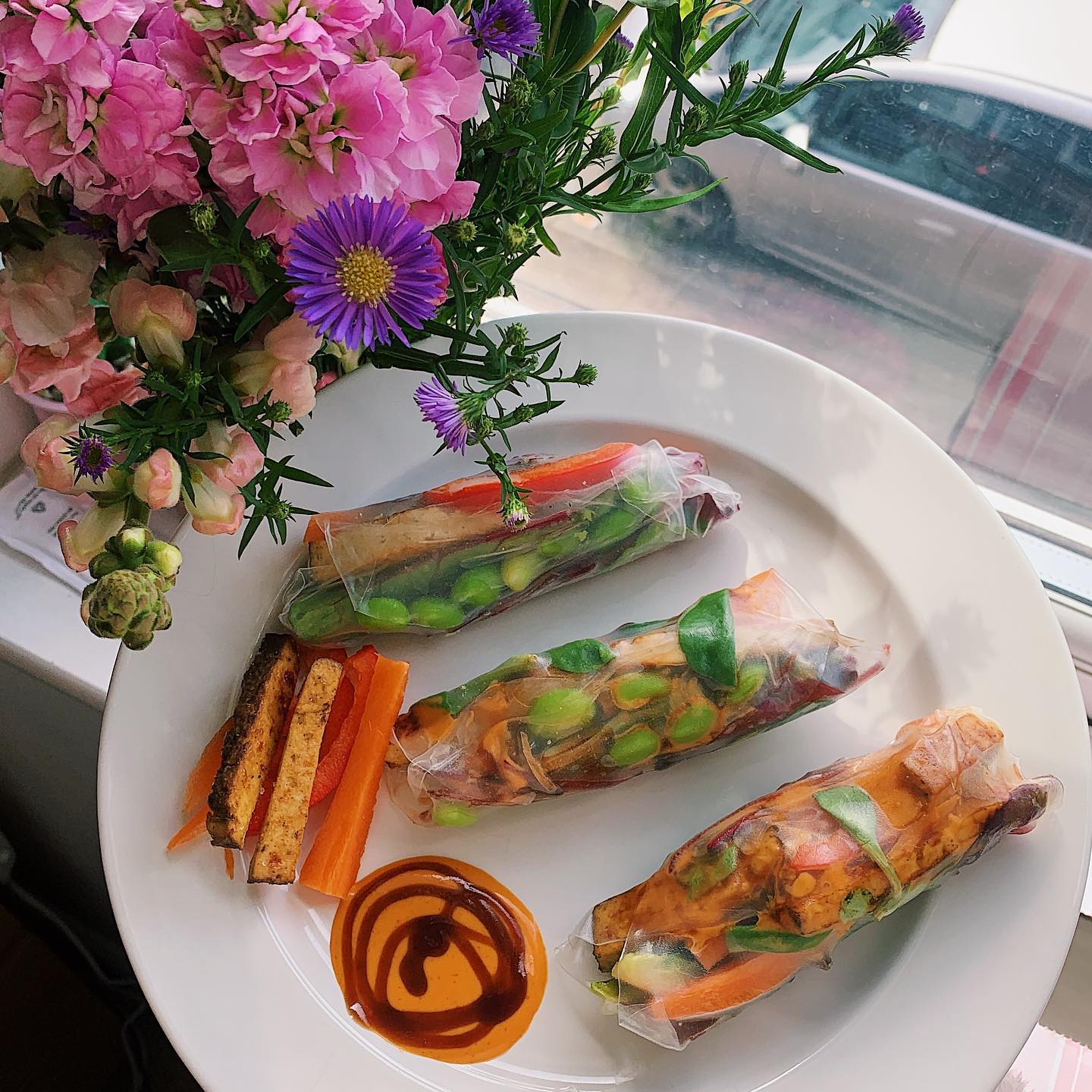 Fresh Vegetable and Tofu Rice Paper Rolls