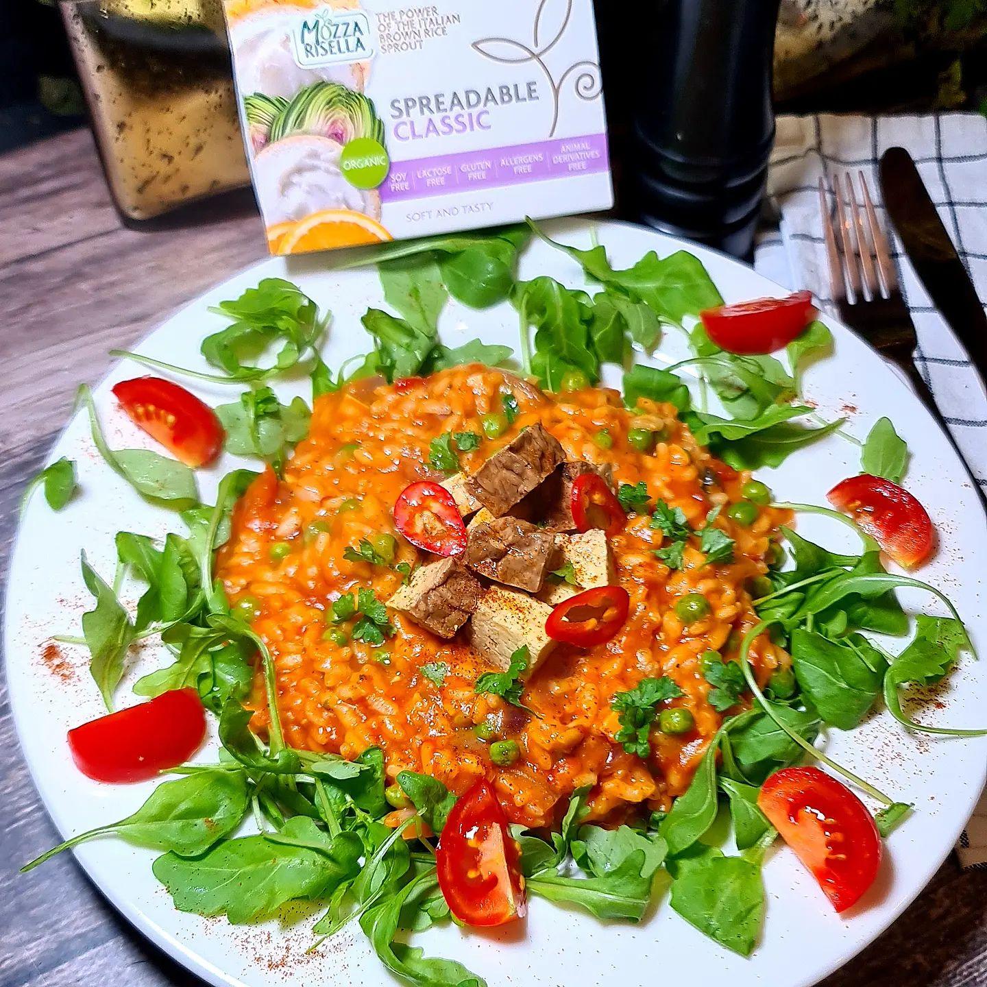 Creamy Tomato Risotto with Smoked Tempeh