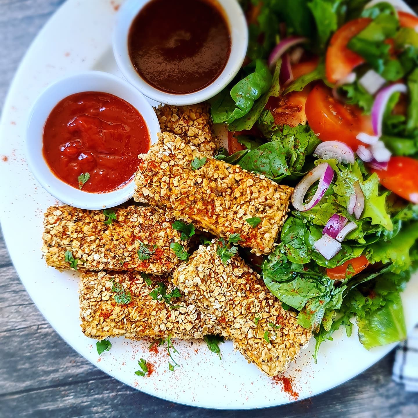 Crispy Southern Fried Tofu Dippers with Bbq Sauce