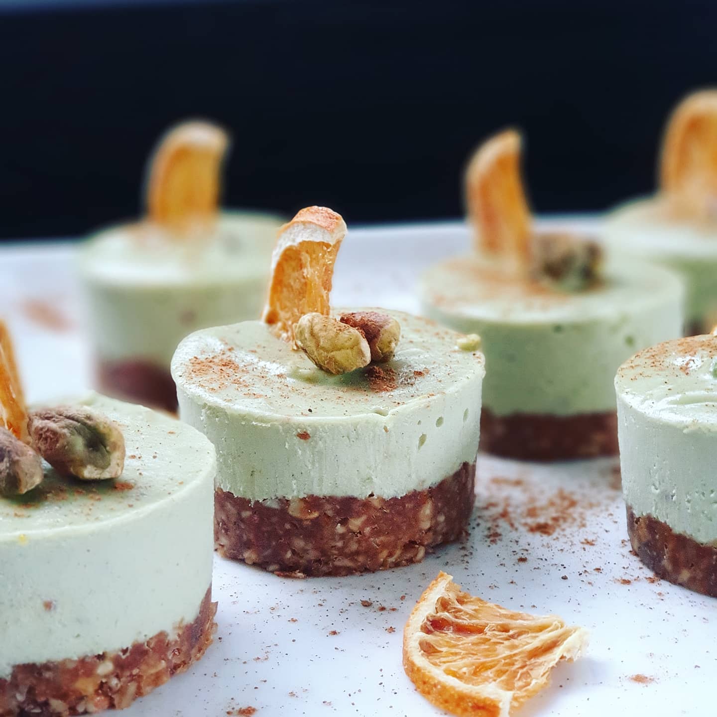 Orange and Pistachio Mini Cheesecakes
