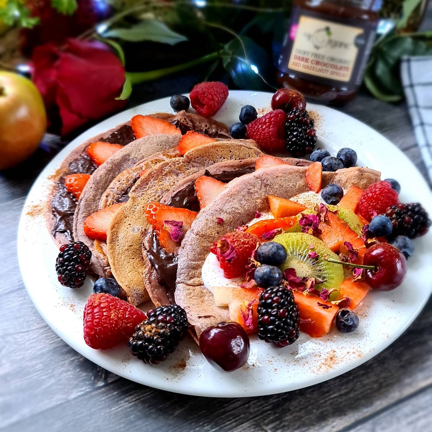 Decadent Cherry Crêpes with Dark Chocolate Hazelnut Spread