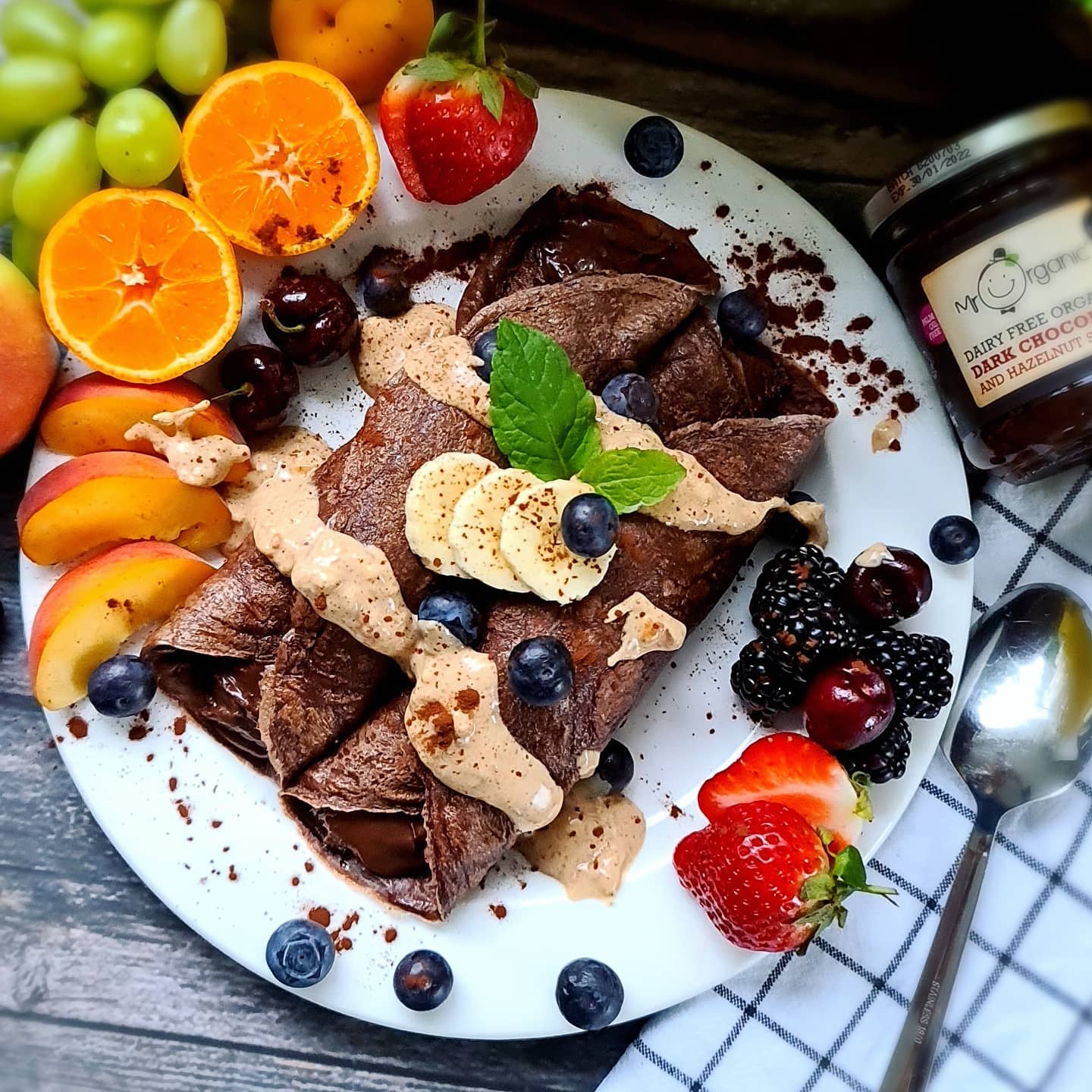 Gooey Chocolate Pancakes with Organic Dark Chocolate & Hazelnut Spread