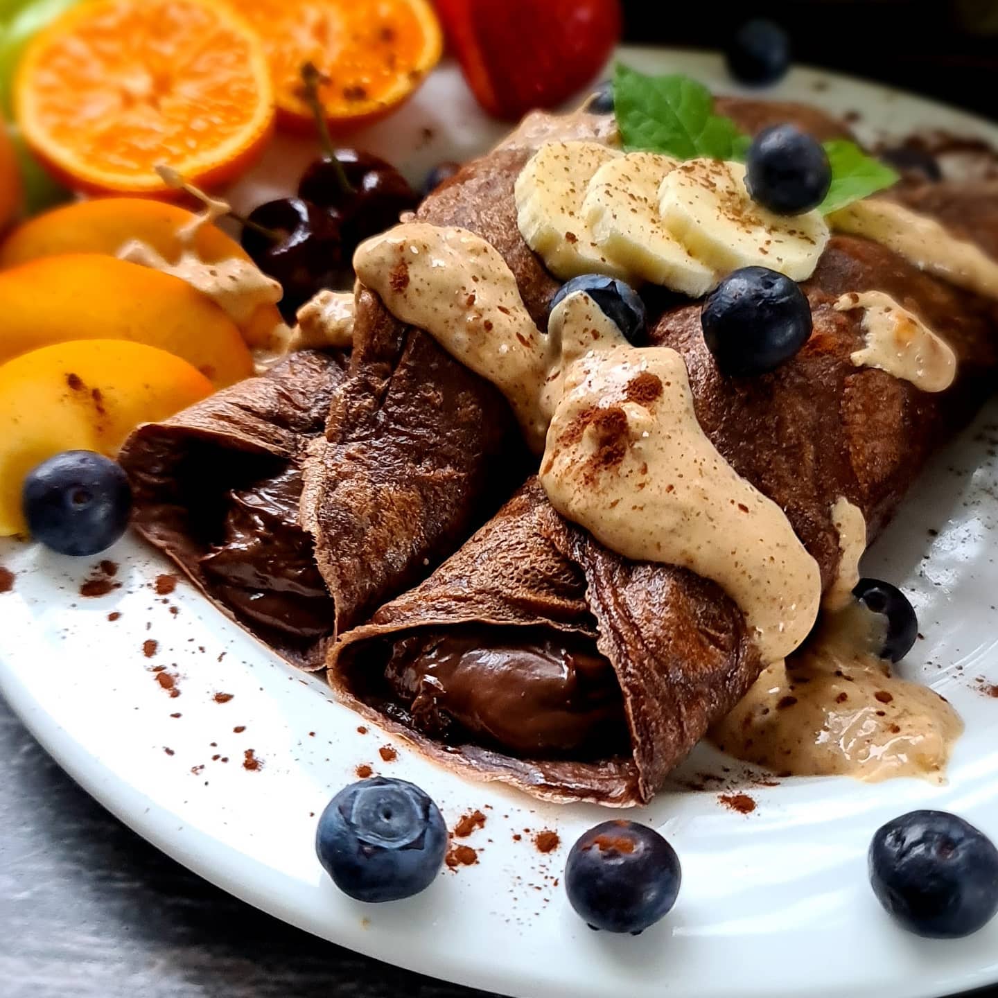 Gooey Chocolate Pancakes with Organic Dark Chocolate & Hazelnut Spread