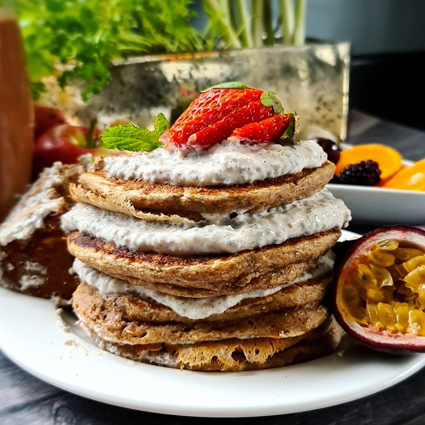 Gingerbread Pancakes with Chia-Coconut Filling