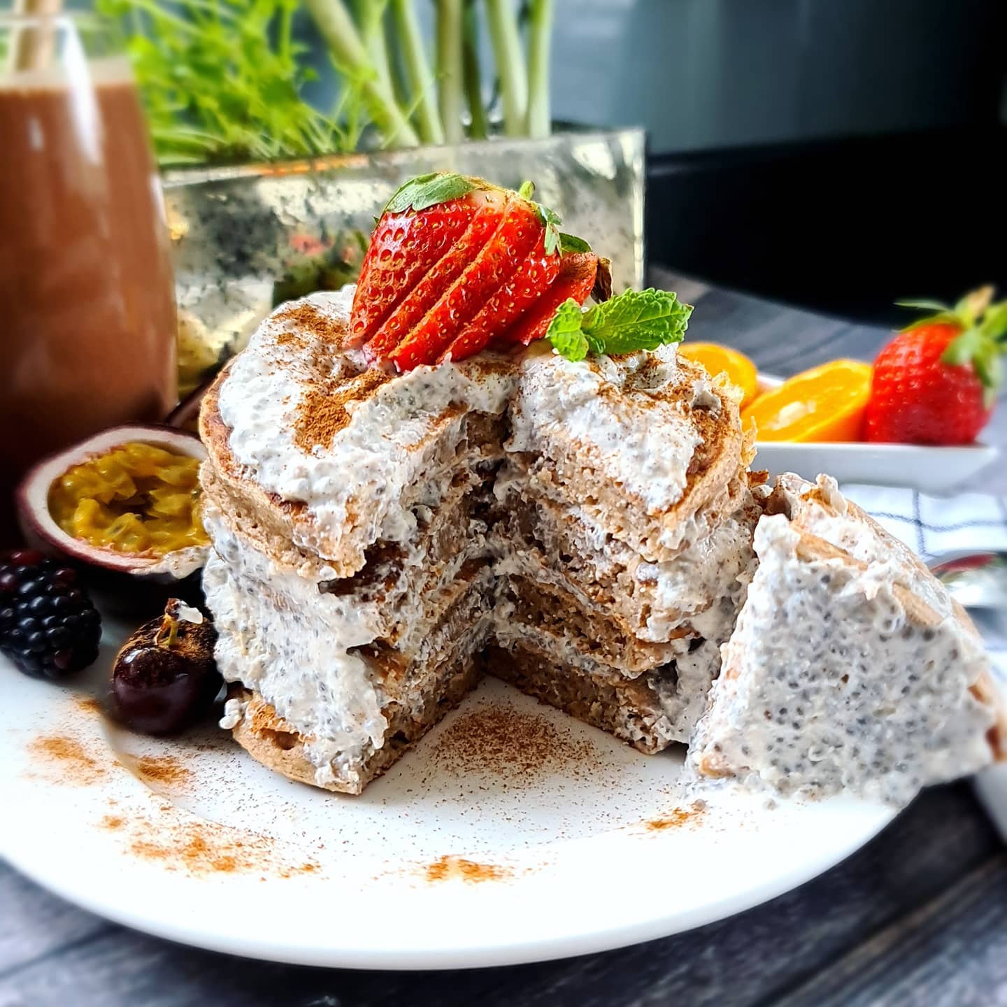 Gingerbread Pancakes with Chia-Coconut Filling