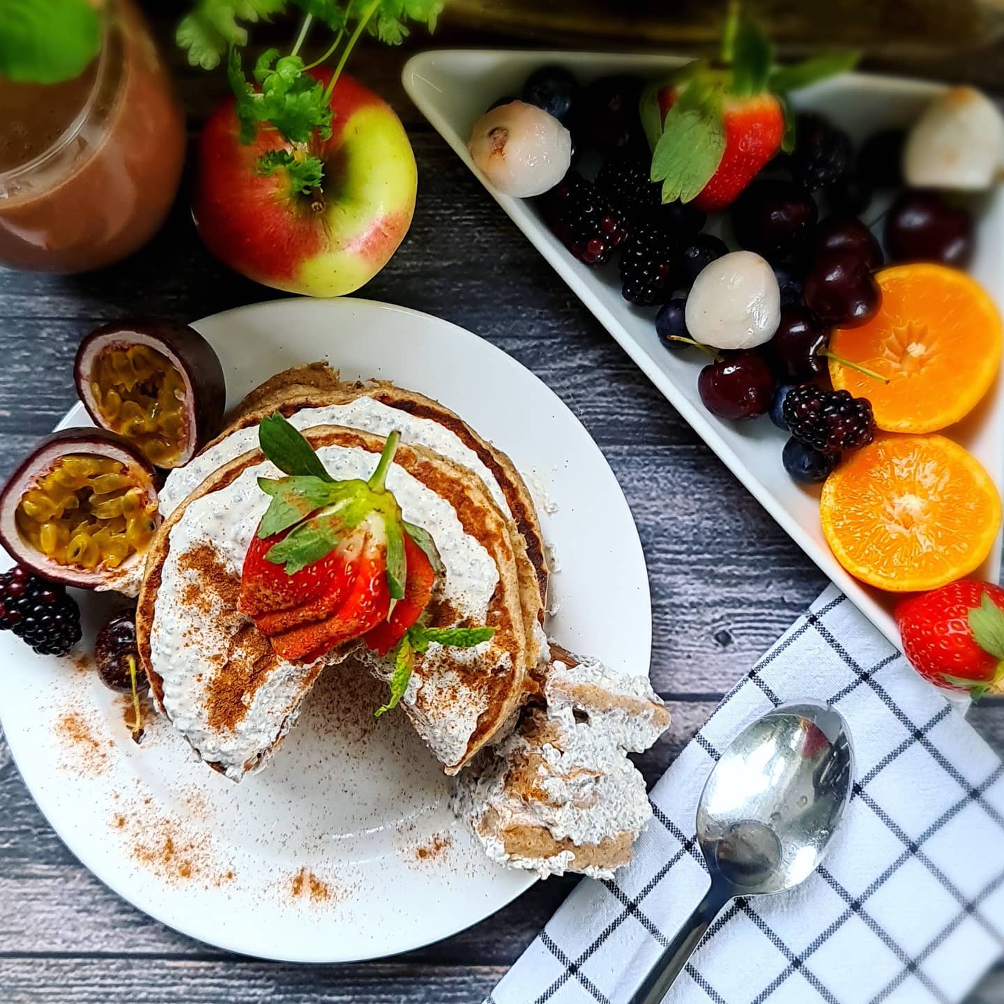 Gingerbread Pancakes with Chia-Coconut Filling