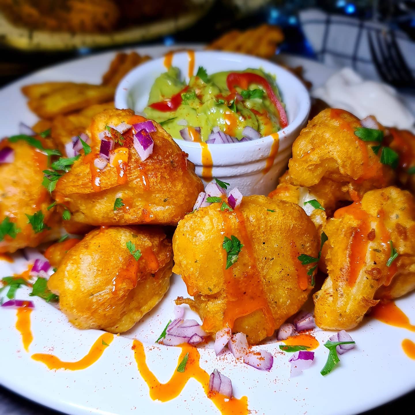 Cajun Cauliflower Wings with Guacamole