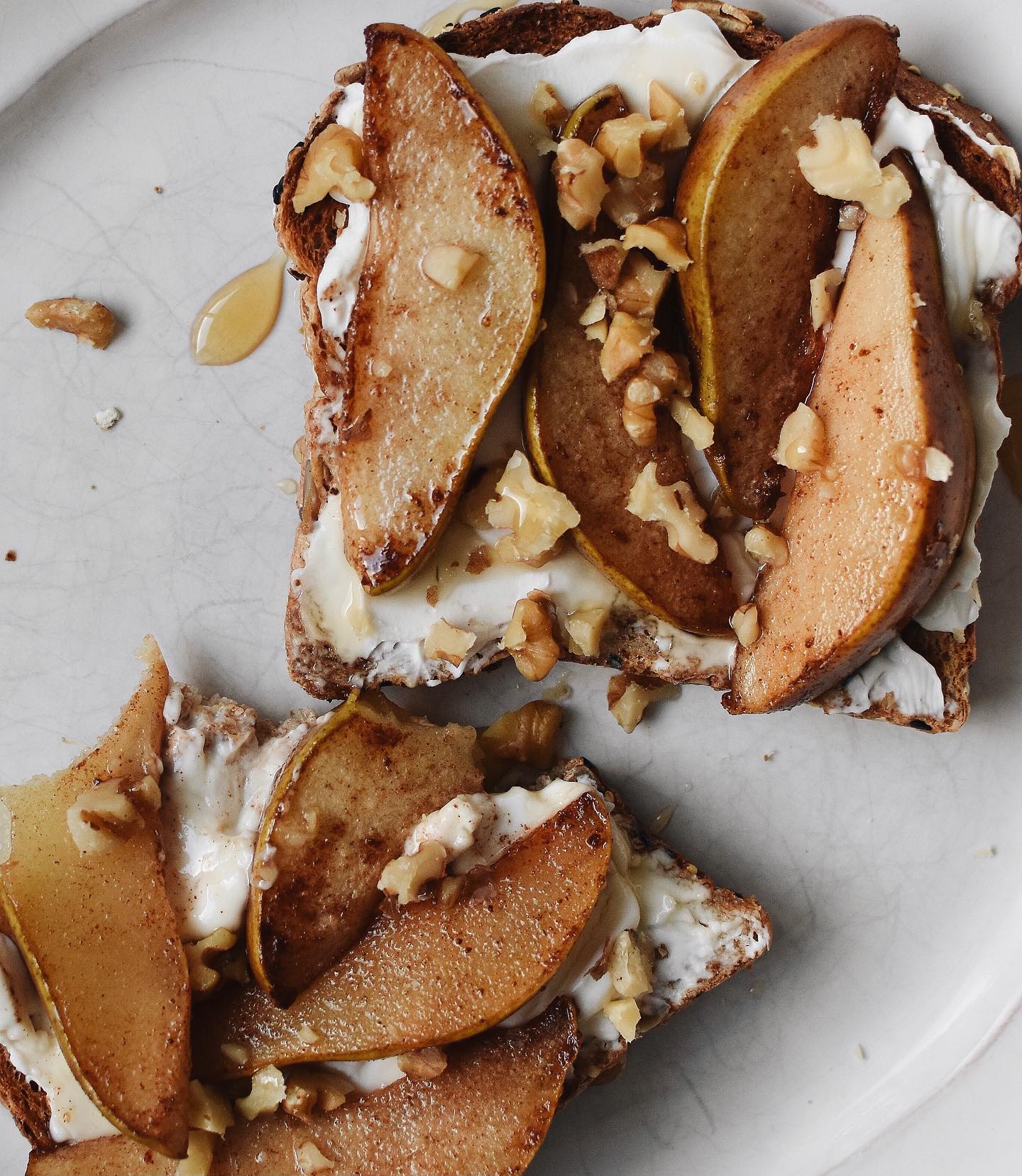 Dairy-Free Cinnamon Pear Toast with Walnuts