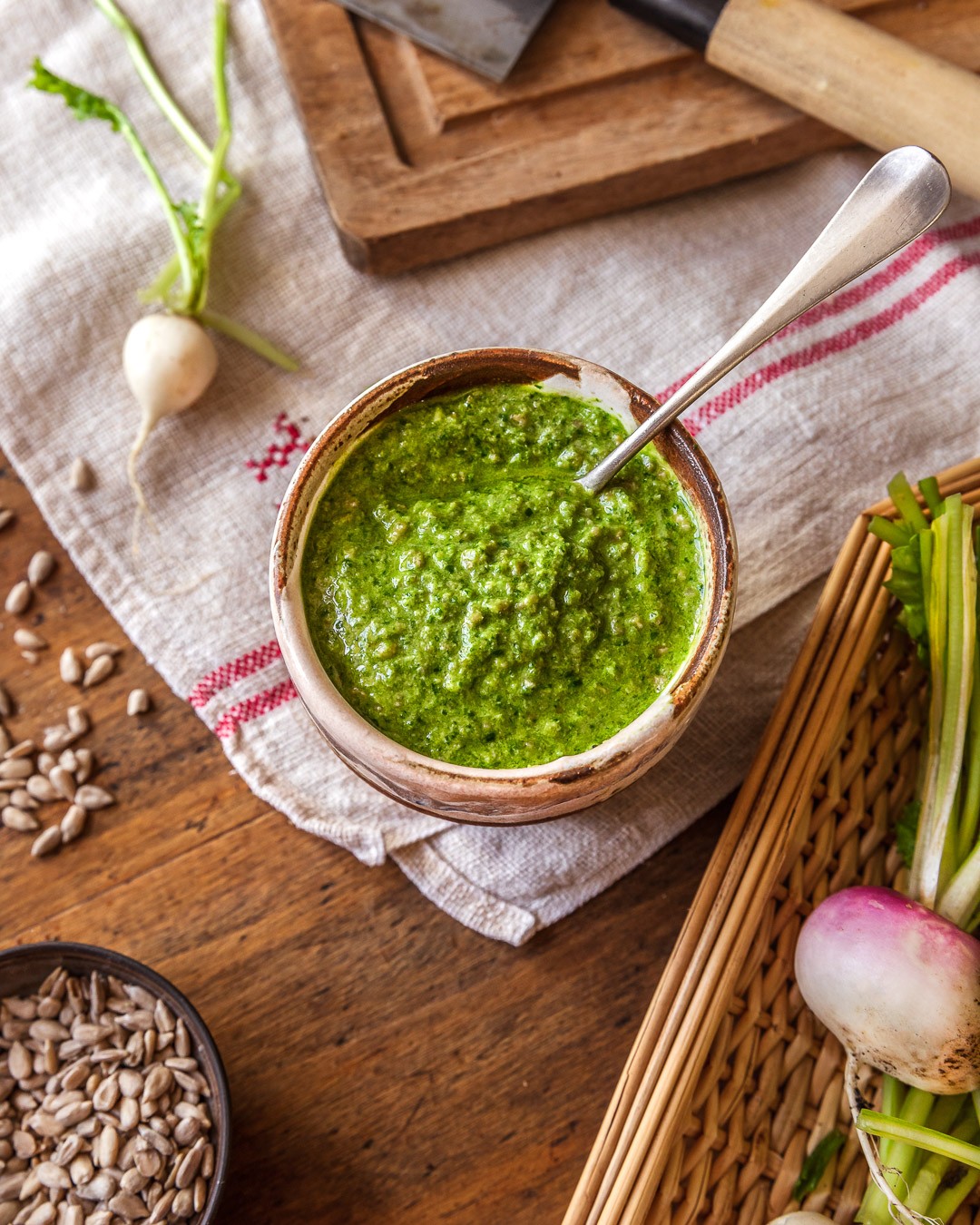 Sunflower Seed Turnip Greens Pesto