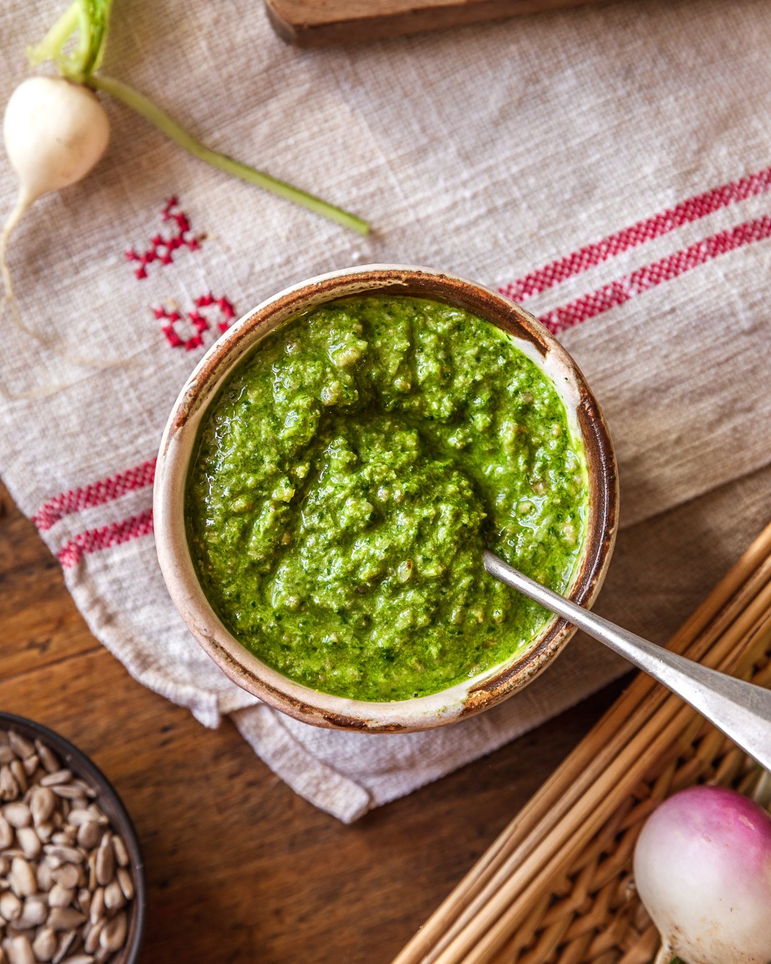 Sunflower Seed Turnip Greens Pesto