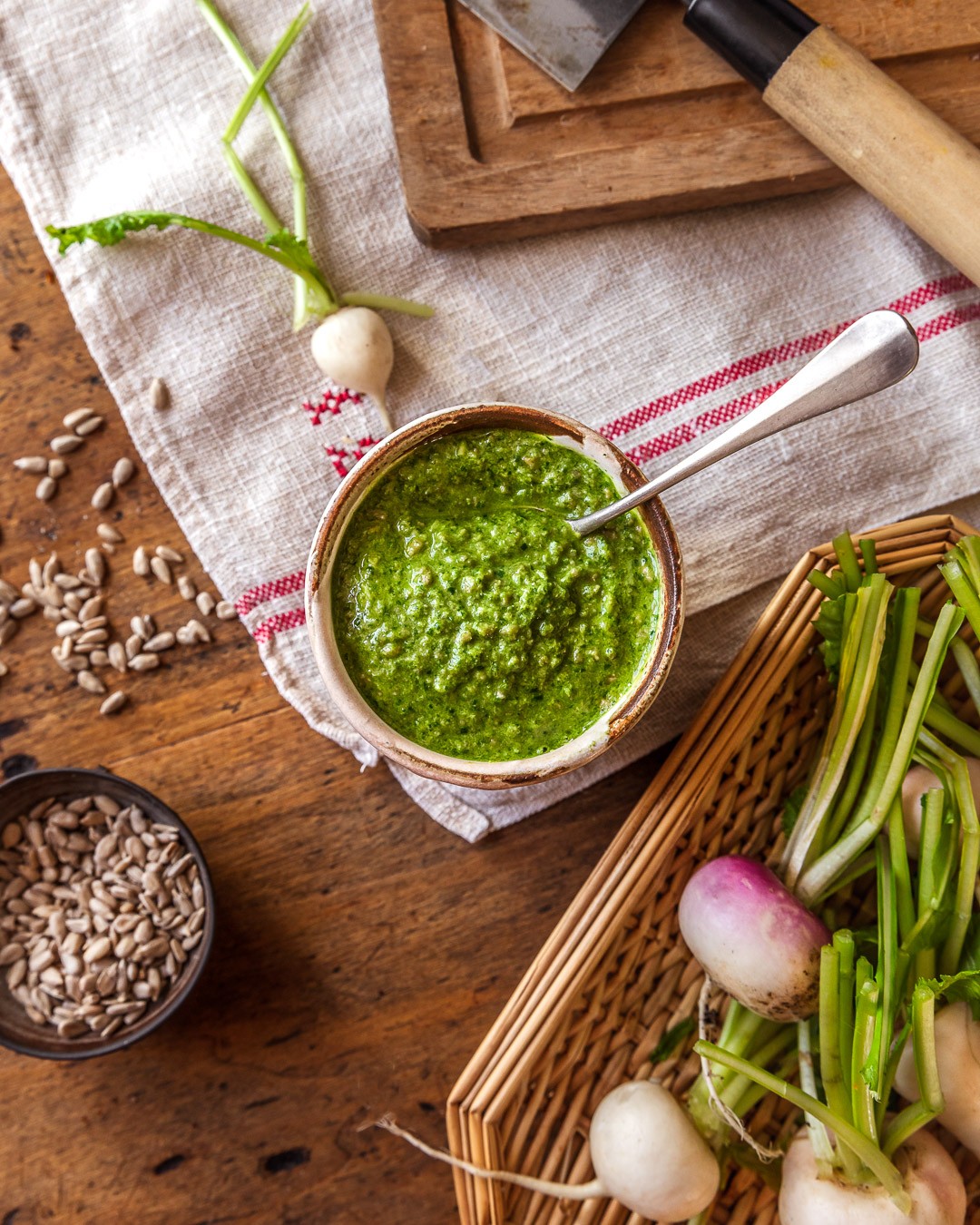 Sunflower Seed Turnip Greens Pesto