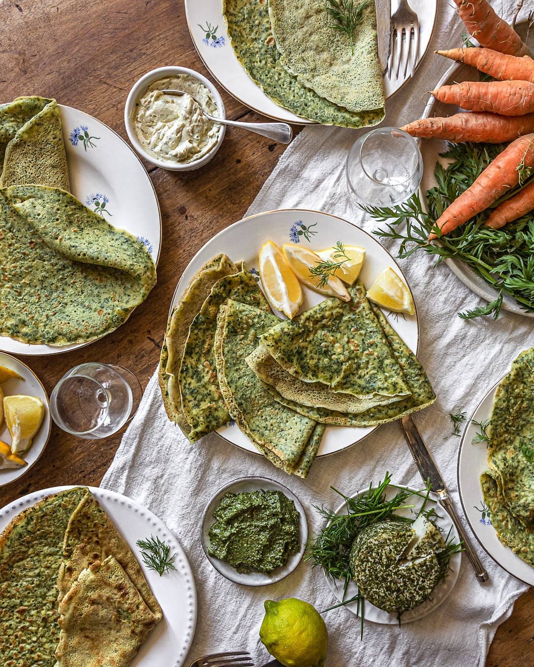 Protein Crepes with Carrot Tops