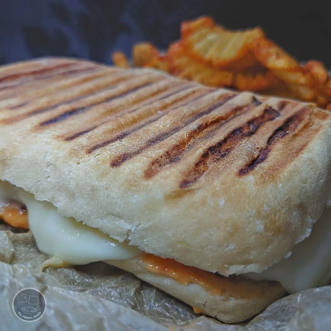 Reaper Cheese Steak Panini with Waffle Fries