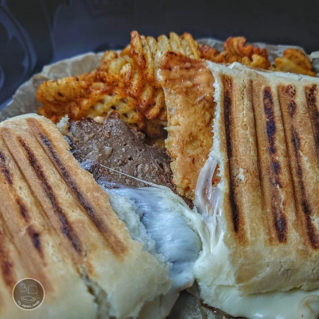 Reaper Cheese Steak Panini with Waffle Fries