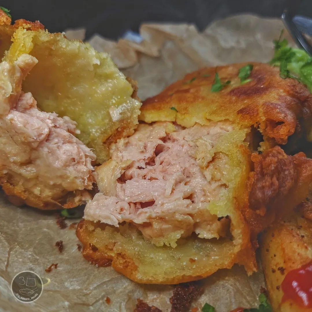 Vegan Battered Salmon with Chips