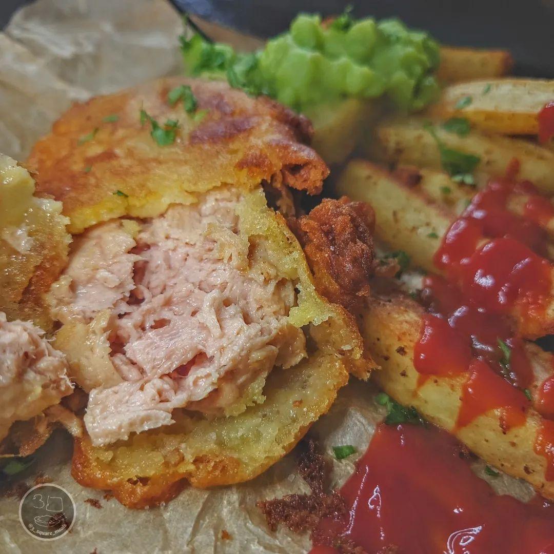 Vegan Battered Salmon with Chips