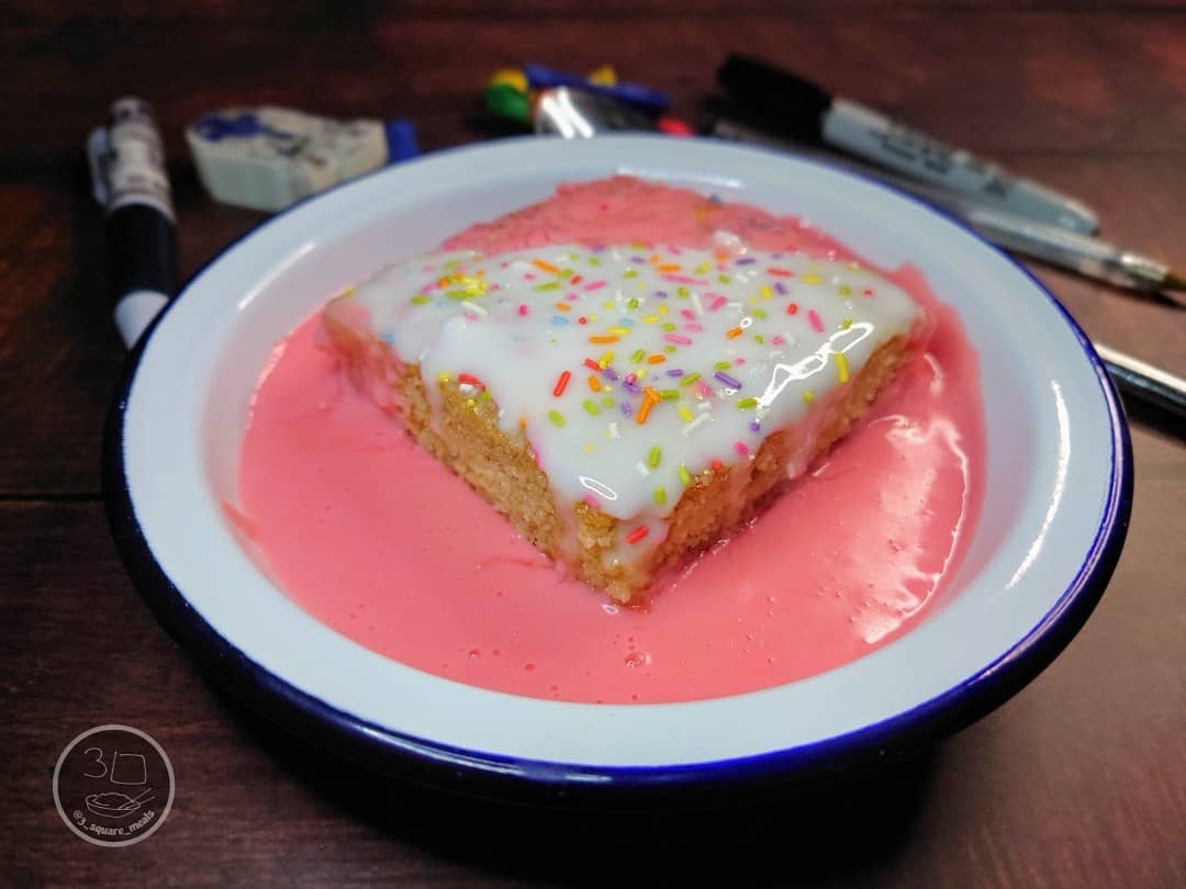 Baked School Cake and Pink Custard Oats