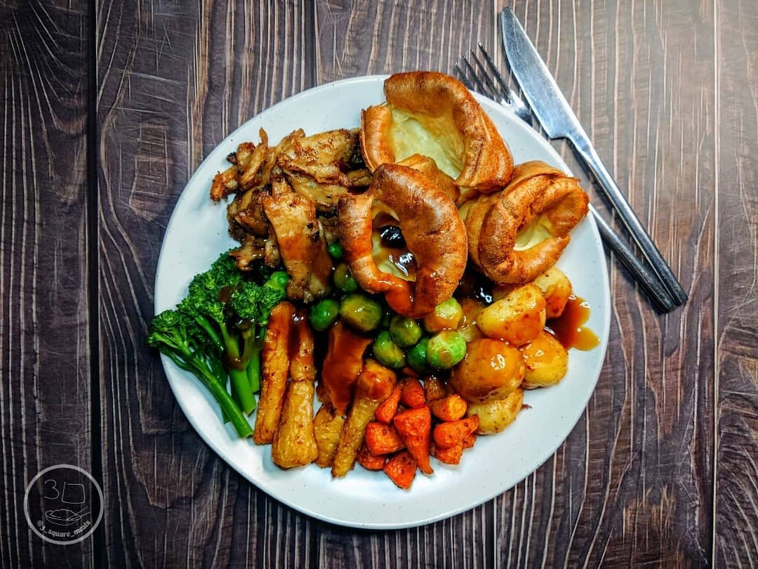 Sunday Roast Dinner with Roasted Vegetables and Naked Glory Tenderstrips