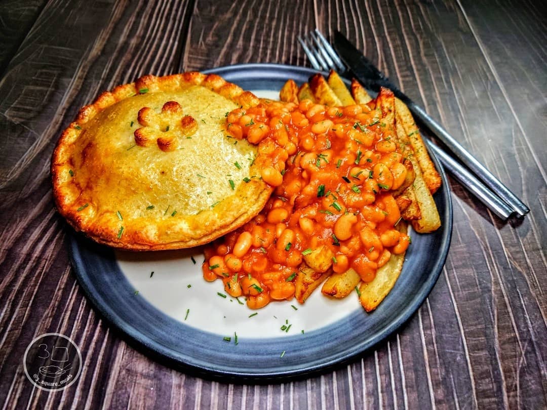 Veggie Corned Beef Pie and Chips