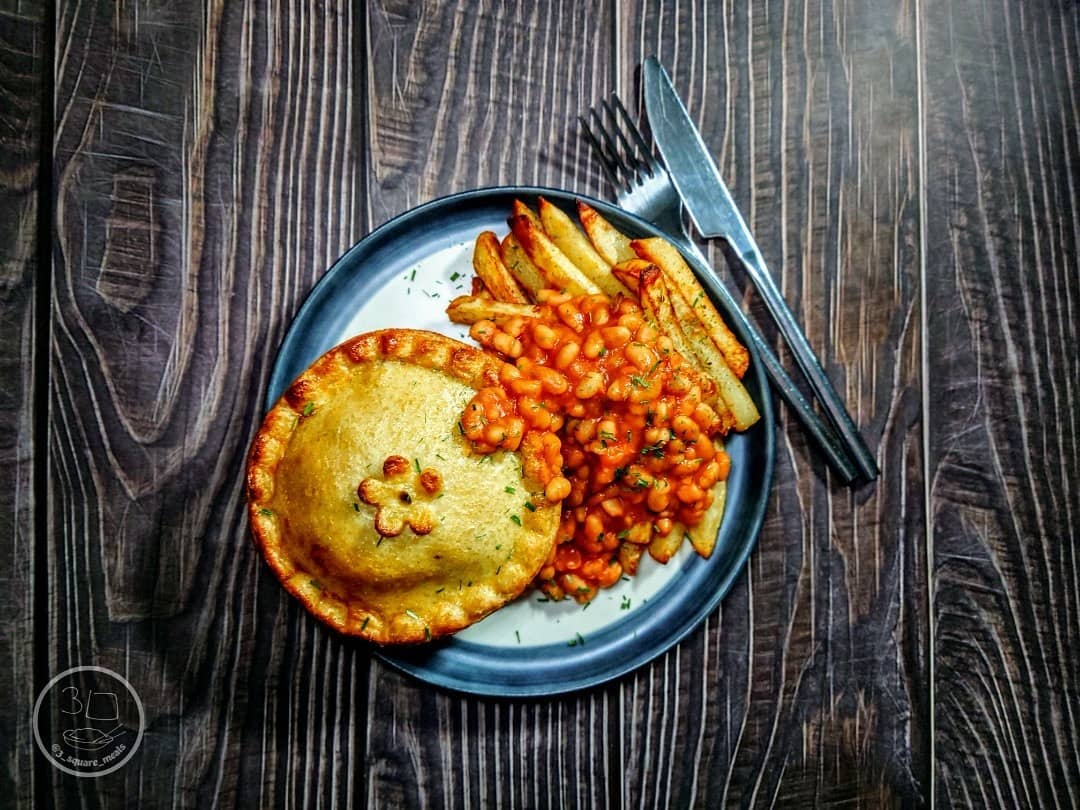 Veggie Corned Beef Pie and Chips
