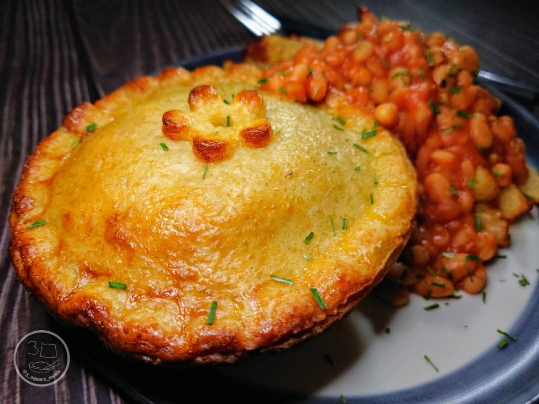 Veggie Corned Beef Pie and Chips