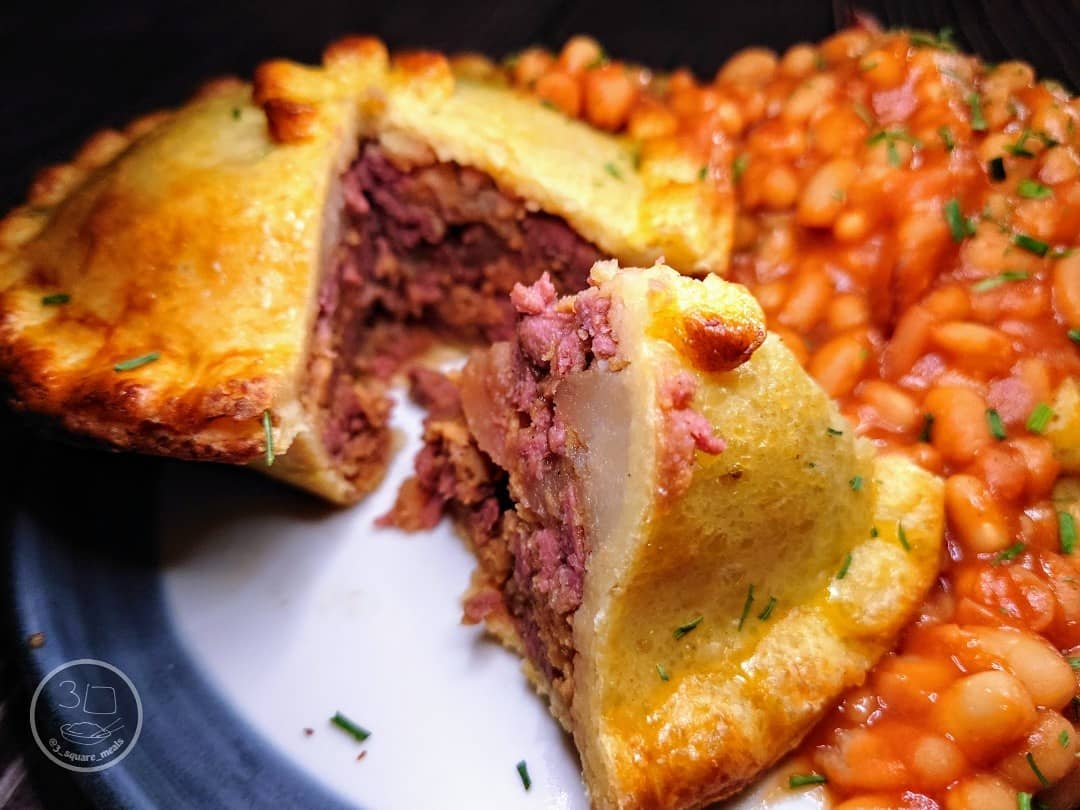 Veggie Corned Beef Pie and Chips