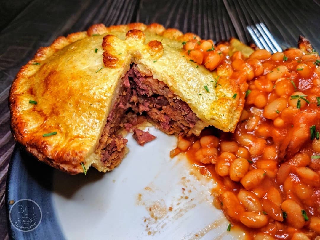 Veggie Corned Beef Pie and Chips