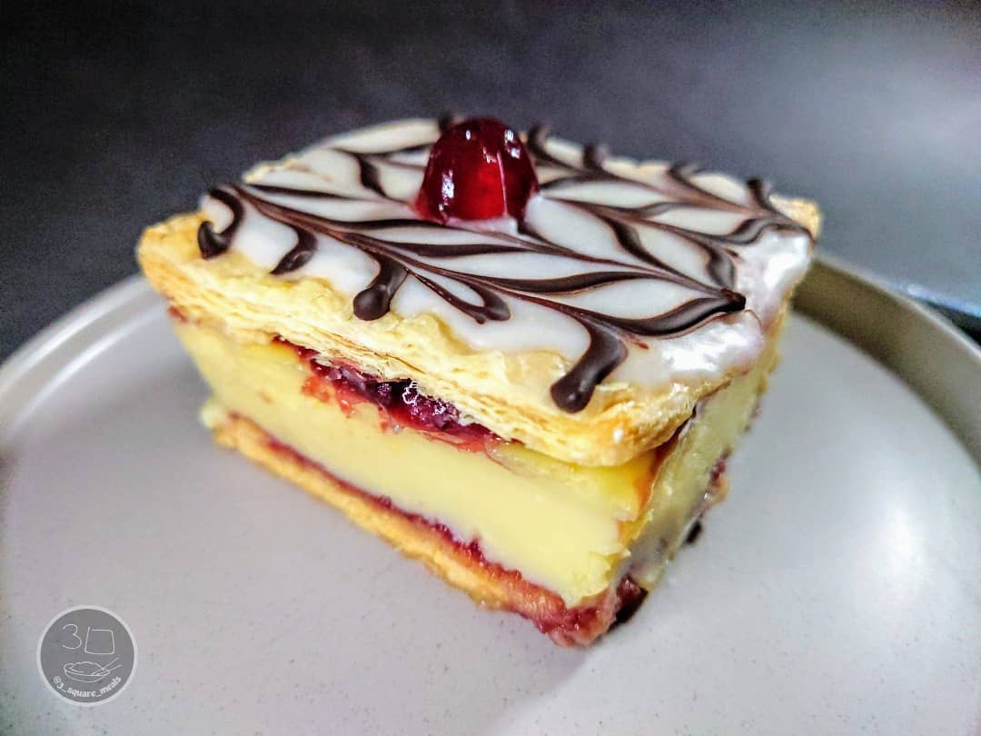 Cherry Bakewell Custard Slice