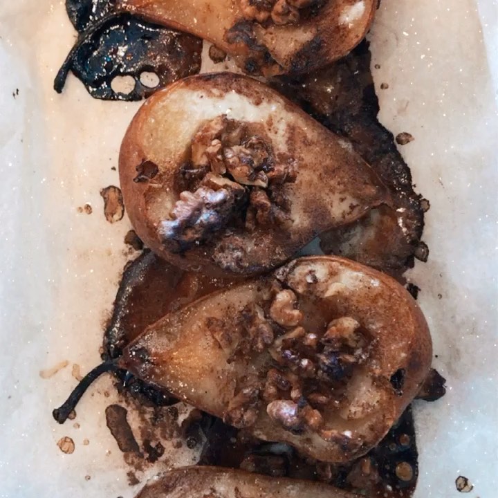 Baked Pears with Maple Syrup and Coconut Yoghurt