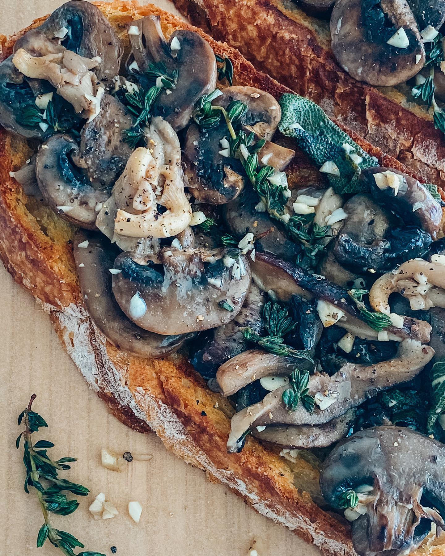Savory Vegan Sourdough with Browned Butter Mushrooms, Sage, and Thyme