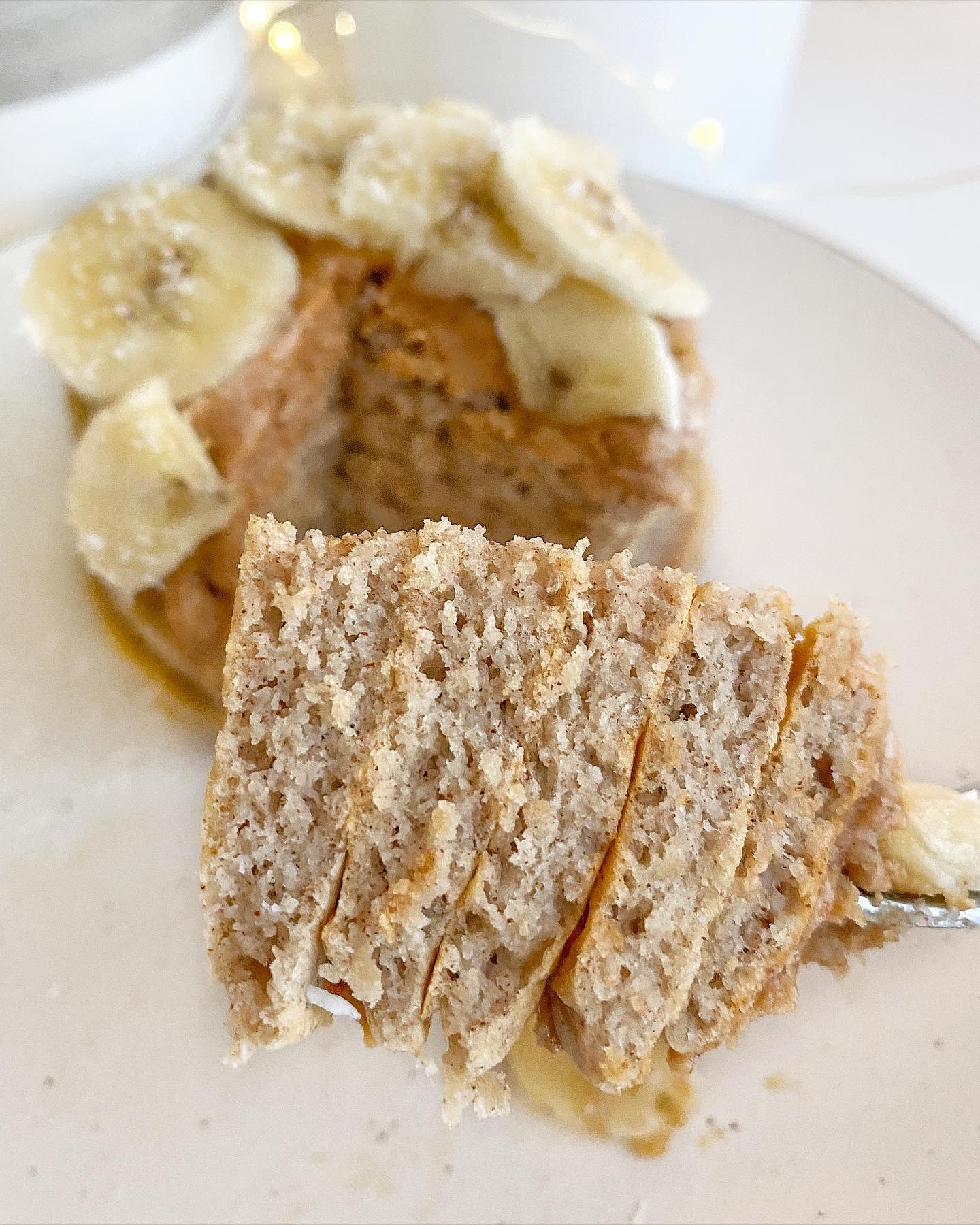 Cinnamon Vanilla Pancakes with Peanut Butter, Honey, and Banana