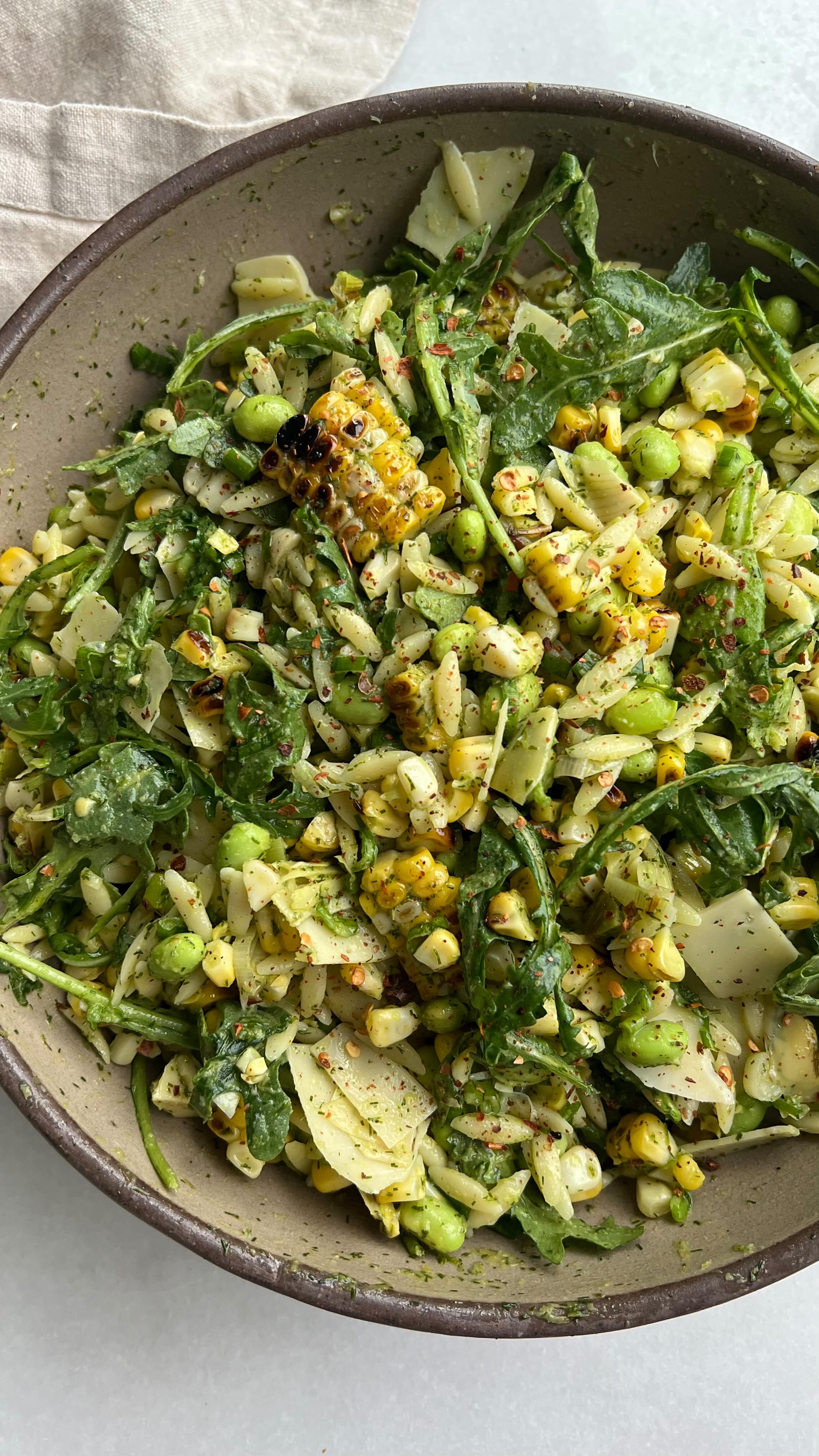 Grilled Corn Orzo Salad