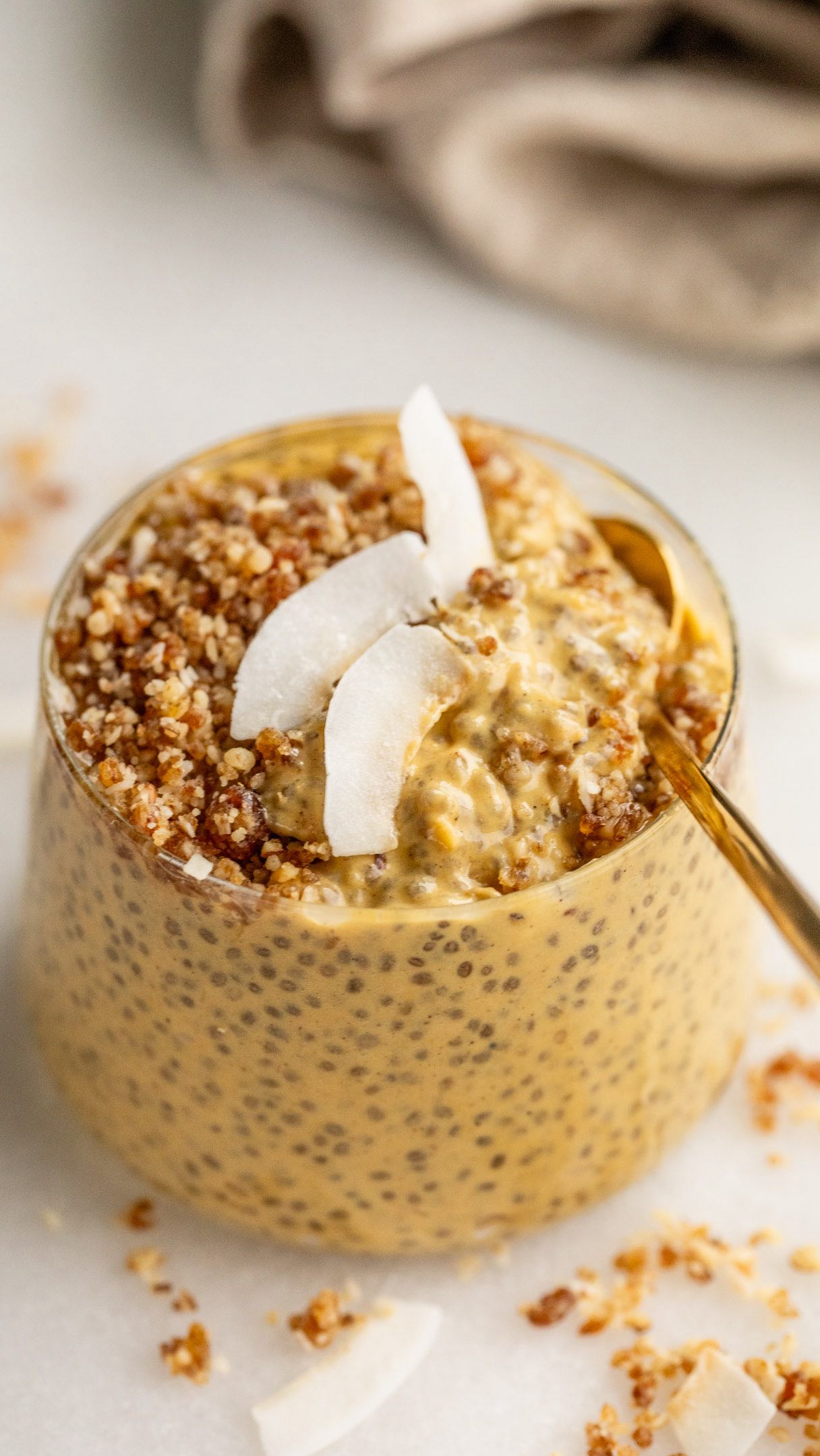 Mango Lassi Chia Pudding with Cardamom Date Crumble