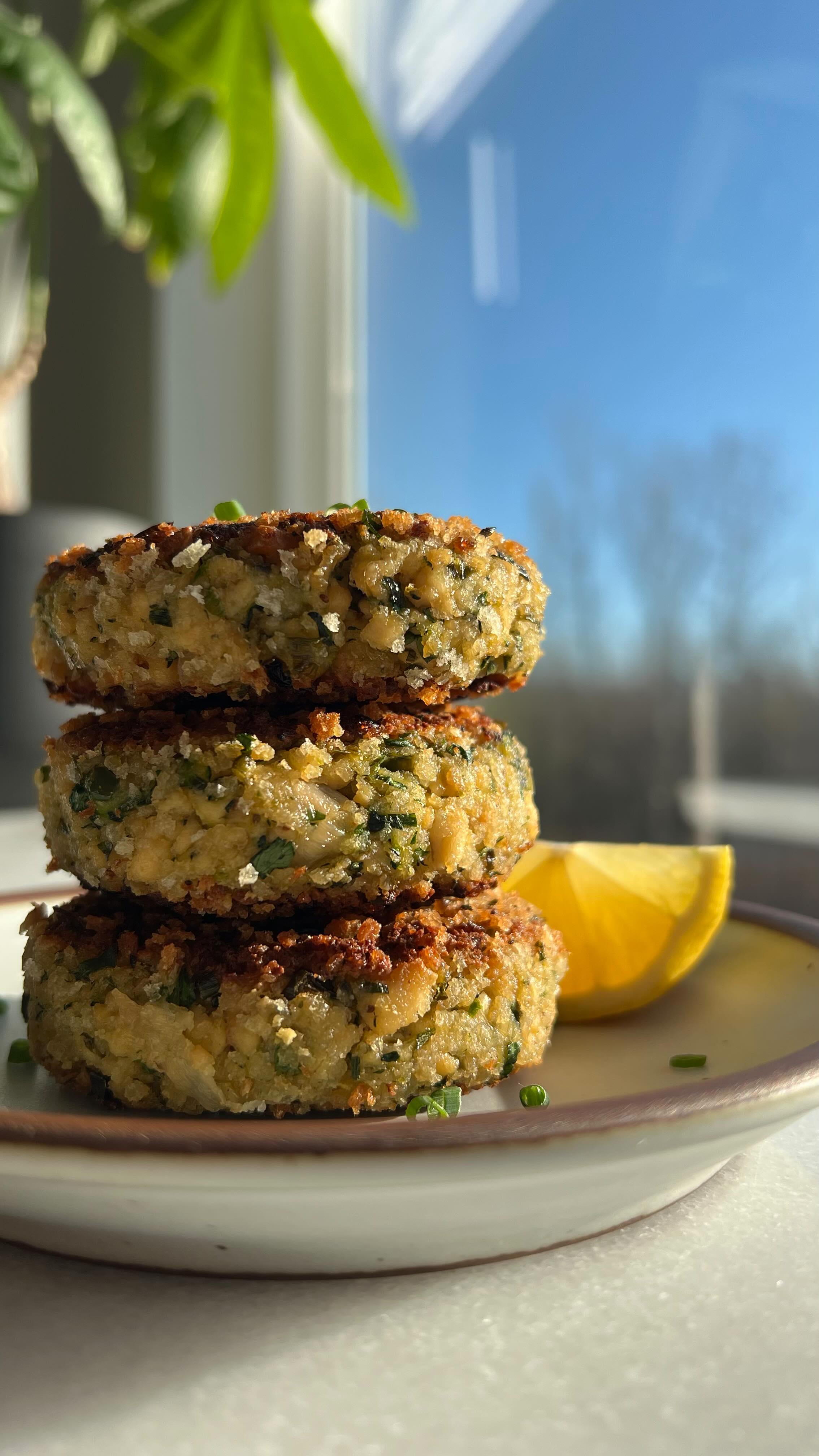 Herby Scallion Tofu Patties with Kimchi Mayo Dip