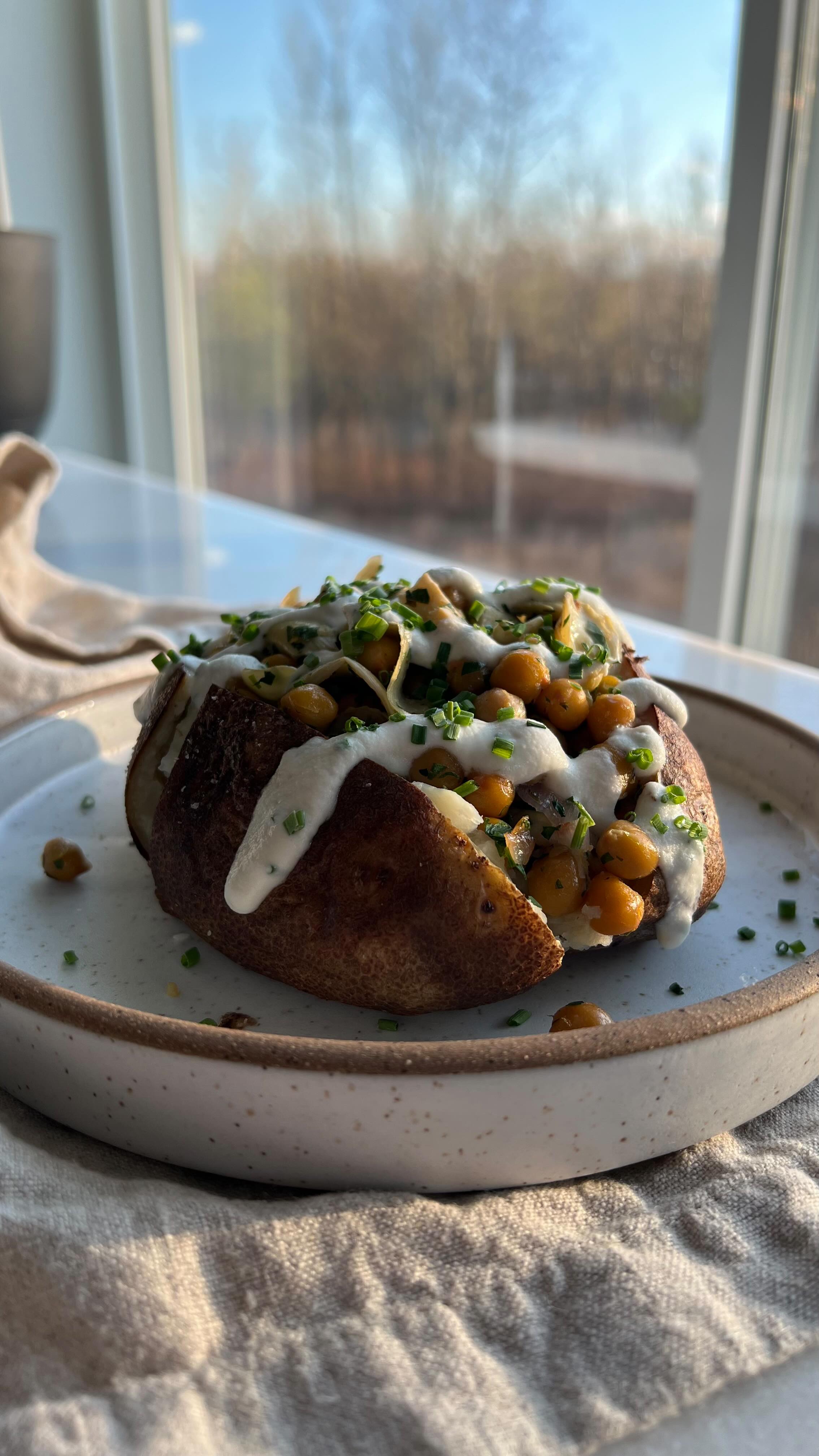Lemon Chickpea and Artichoke Stuffed Baked Potatoes